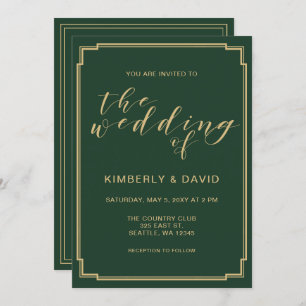 Green and Gold Wedding Kaart