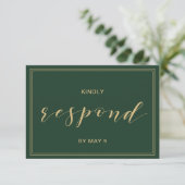 Green and Gold Wedding rsvp Kaartje (Staand voorkant)