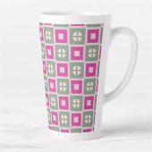 Green and Magenta Boxed Floral Bloom Latte Mug (Droite)