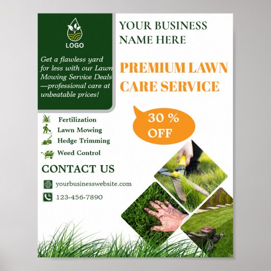 Green and Orange Lawn Care  Poster (Voorkant)