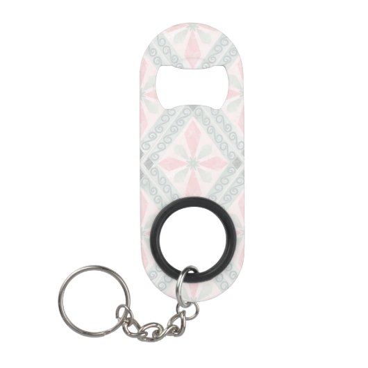 Green and pink pastel diamond pattern mini flessenopener (Voorkant)