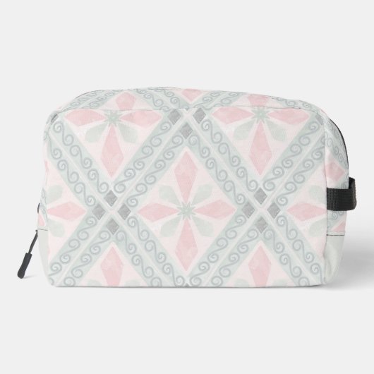 Green and pink pastel diamond pattern toilettasje (Achterkant)