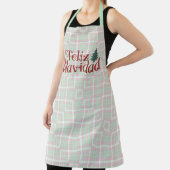 Green and Pink Plaid Feliz Navidad Schort (Insitu)