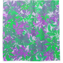 Green and Purple Chestnut Leaves Douchegordijn