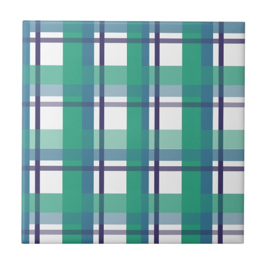 Green And Purple Tartan Pattern Tegeltje (Voorkant)