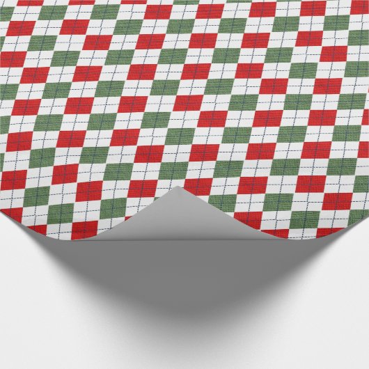 Green and Red Argyle Pattern Cadeaupapier (Hoek)