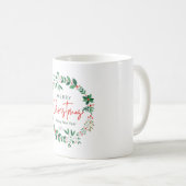 Green and Red Floral Illustration Christmas Mug (Devant droit)