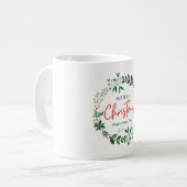 Green and Red Floral Illustration Christmas Mug (Devant gauche)