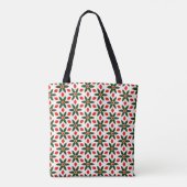 Green and red floral patterned Tote Draagtas (Achterkant)