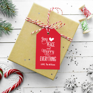 Green and Red Merry Everything Holiday Cadeaulabel
