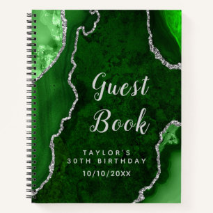 Green and Silver Agaat Verjaardag Gastenboek Notitieboek