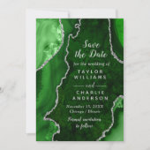 Green and Silver Agate Marble Save The Date Kaart (Voorkant)