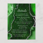 Green and Silver Agate Wedding Details Informatiekaartje (Voorkant)