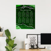 Green and Silver Agate Wedding Seating Chart Poster (Thuiskantoor)