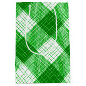 Green and White Bold Checkered Plaid Design  Medium Cadeauzakje (Voorkant)