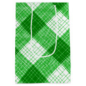 Green and White Bold Checkered Plaid Design  Medium Cadeauzakje (Achterkant)
