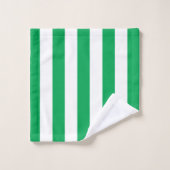 Green and White Cabana Stripes  (Gant de toilette)
