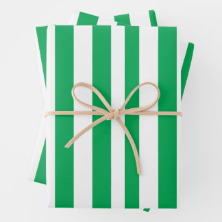 Green and White Cabana Stripes  Inpakpapier Vel