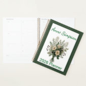 Green and White Floral Personalized Planner (Devant avec enveloppe)