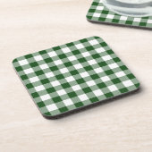 Green and White Gingham Pattern Bier Onderzetter (Linkerzijde)