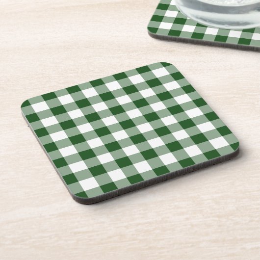Green and White Gingham Pattern Bier Onderzetter (Linkerzijde)