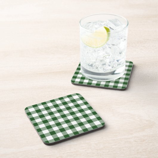 Green and White Gingham Pattern Bier Onderzetter (Rechterzijde)