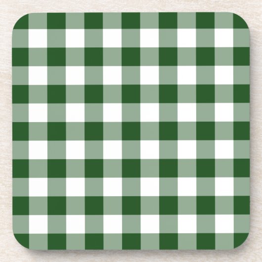 Green and White Gingham Pattern Bier Onderzetter (Voorkant)