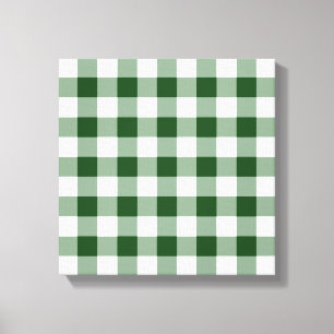 Green and White Gingham Pattern Canvas Afdruk