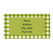 Green and White Gingham Pattern Etiket (Voorkant)