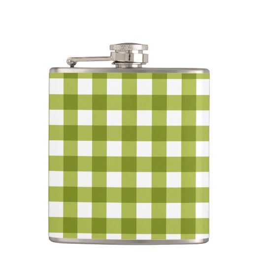 Green and White Gingham Pattern Heupfles (Voorkant)