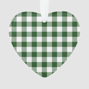 Green and White Gingham Pattern Ornament