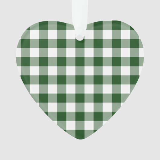 Green and White Gingham Pattern Ornament (voorkant)