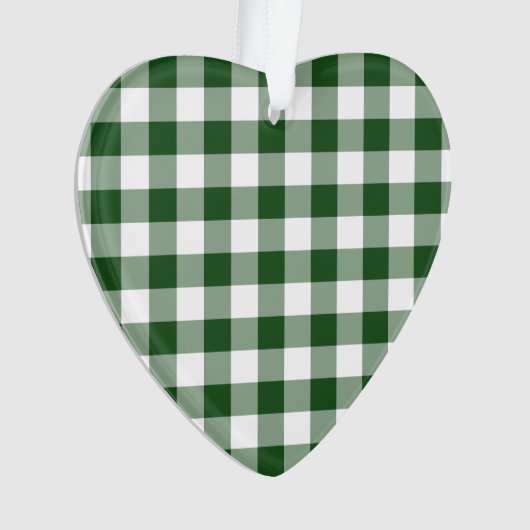 Green and White Gingham Pattern Ornament (voorkant)