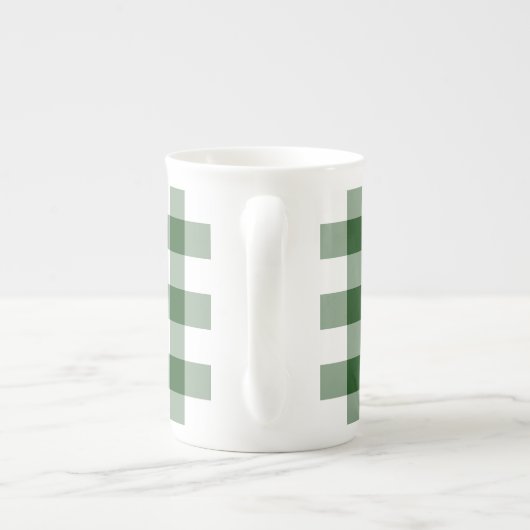 Green and White Gingham Pattern Porselein Kop (Achterkant)
