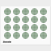 Green and White Gingham Pattern Ronde Sticker (Vel)