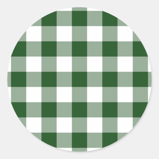 Green and White Gingham Pattern Ronde Sticker (Voorkant)