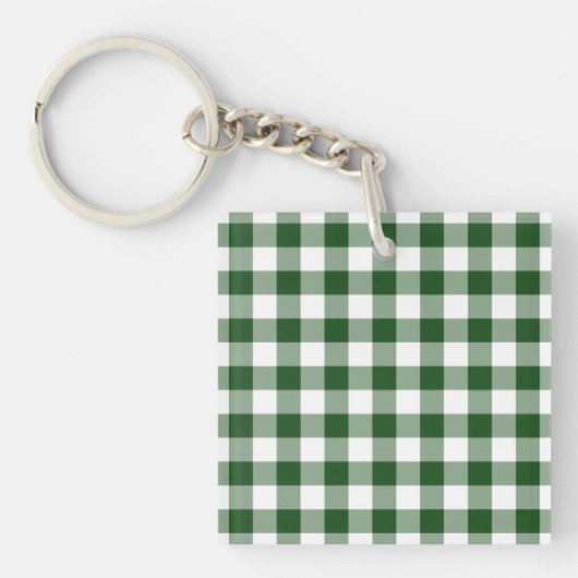 Green and White Gingham Pattern Sleutelhanger (Voorkant)