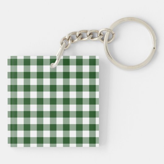 Green and White Gingham Pattern Sleutelhanger (Achterkant)