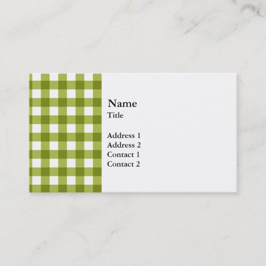 Green and White Gingham Pattern Visitekaartje (Voorkant)