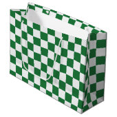 Green and White  Holiday Check Groot Cadeauzakje (Voorkant Gekanteld)
