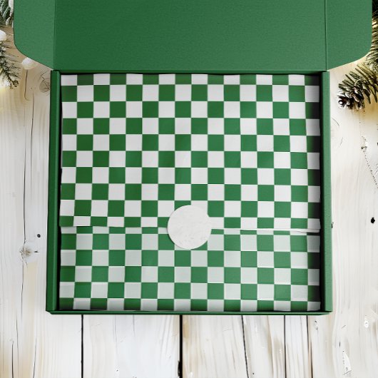 Green and White Holiday Check Tissuepapier