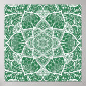 Green and White Mandala - Loergann in Rosemary Poster (Voorkant)