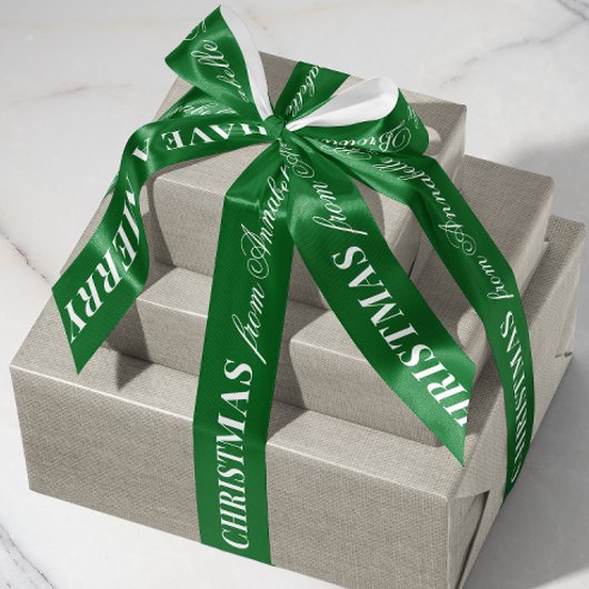 Green and White Mixed Font Merry Christmas Gift Lint