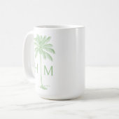 Green and White Palm Palmetto Tree Monogram Koffiemok (Voorkant links)