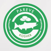 Green and White Pareve Label Kosher Fish (Design 1)