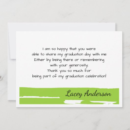 Green and White Photo Afstuderen - Hartelijk dank Kaart (Achterkant)