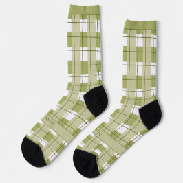 Green and White Plaid, Text on Foot Sokken