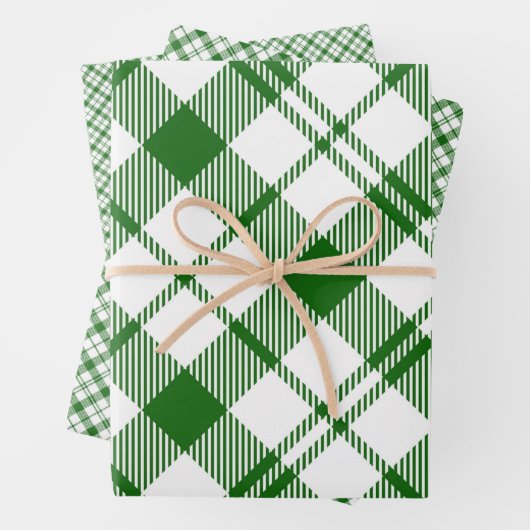Green and White Plaid Wrapping Paper Sheets (In situ)