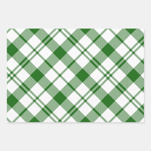 Green and White Plaid Wrapping Paper Sheets (Voorkant)