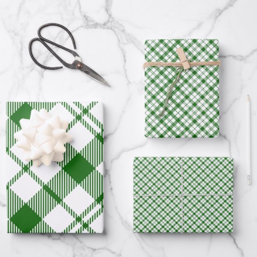 Green and White Plaid Wrapping Paper Sheets (Voorkant)